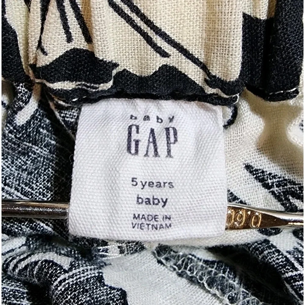 Gap Kids Linen Blend Tank & Shorts Set Youth Size 5 Black White Floral Summer